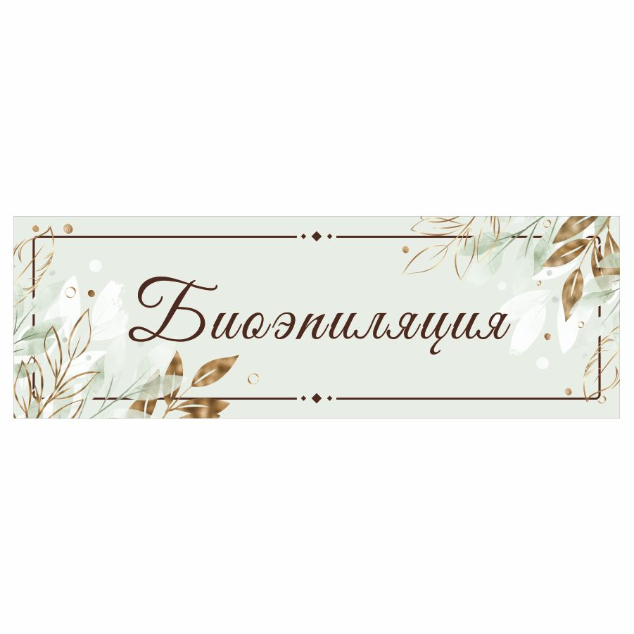 Табличка, на дверь, в салон красоты, BR. BEAUTY ROOM, Биоэпиляция, 30x10 см  #1