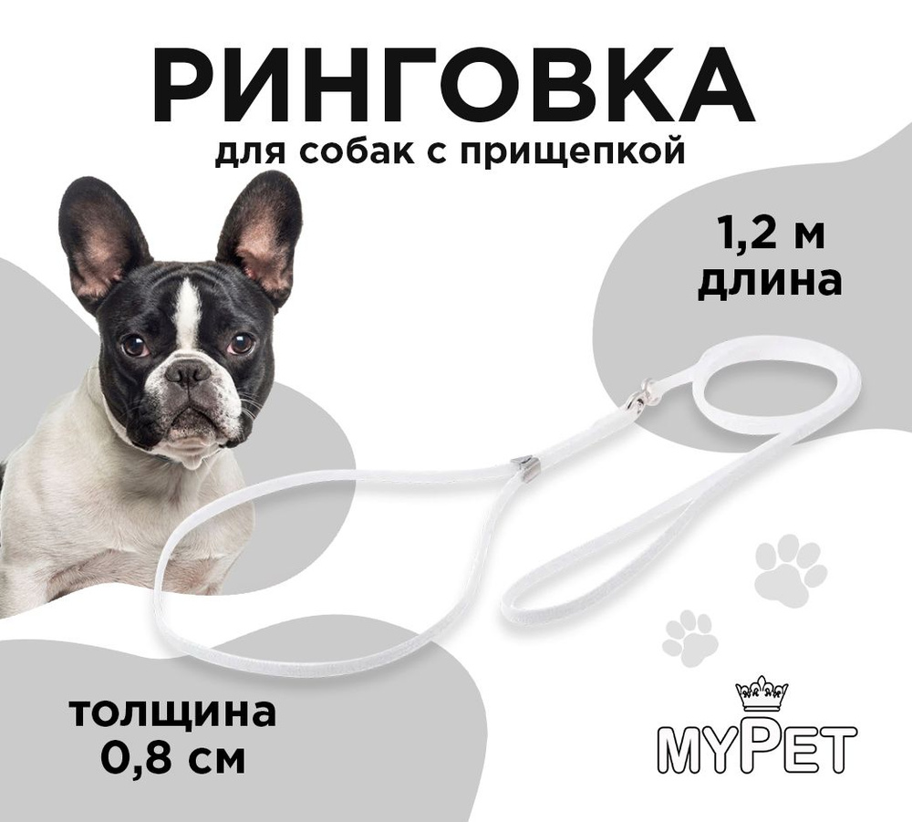 myPet Ринговка для собак с прищепкой, поводок с ошейником для выставок и дрессировки, цвет белый  #1