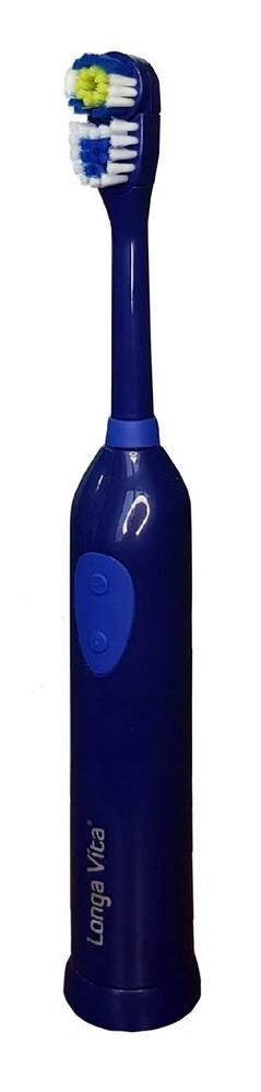 Электрическая зубная щетка Longa Vita для взрослых, ротационная + сменная насадка в комплекте, темно-синяя #1