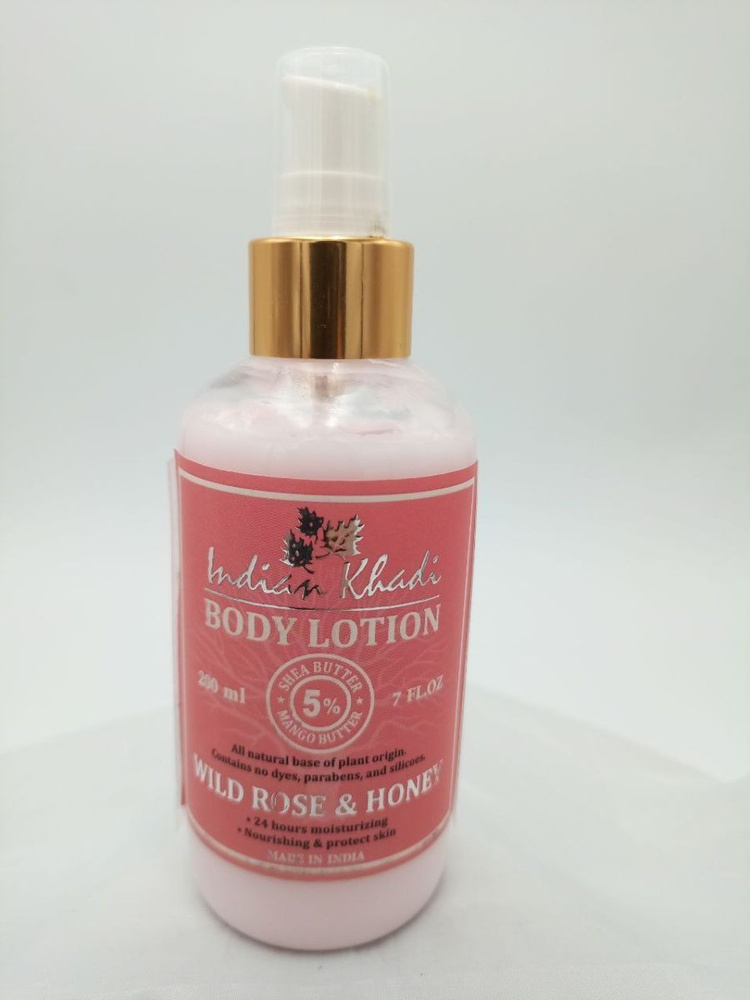 Лосьон для тела увлажняющий с розой и медом (Body Lotion Wild Rose & Honey) Indian Khadi, 200 мл  #1