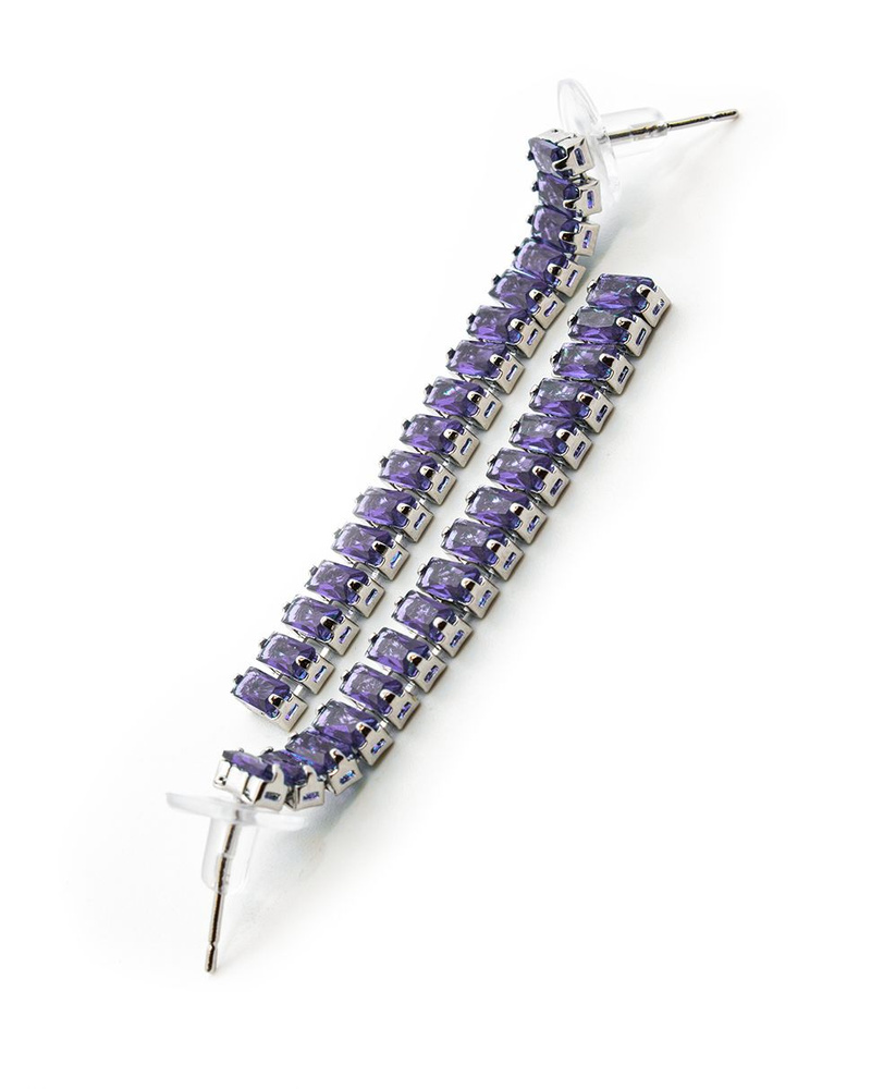 Серьги-дорожка с фиолетовыми кристаллами Swarovski,длина 5 см.  #1