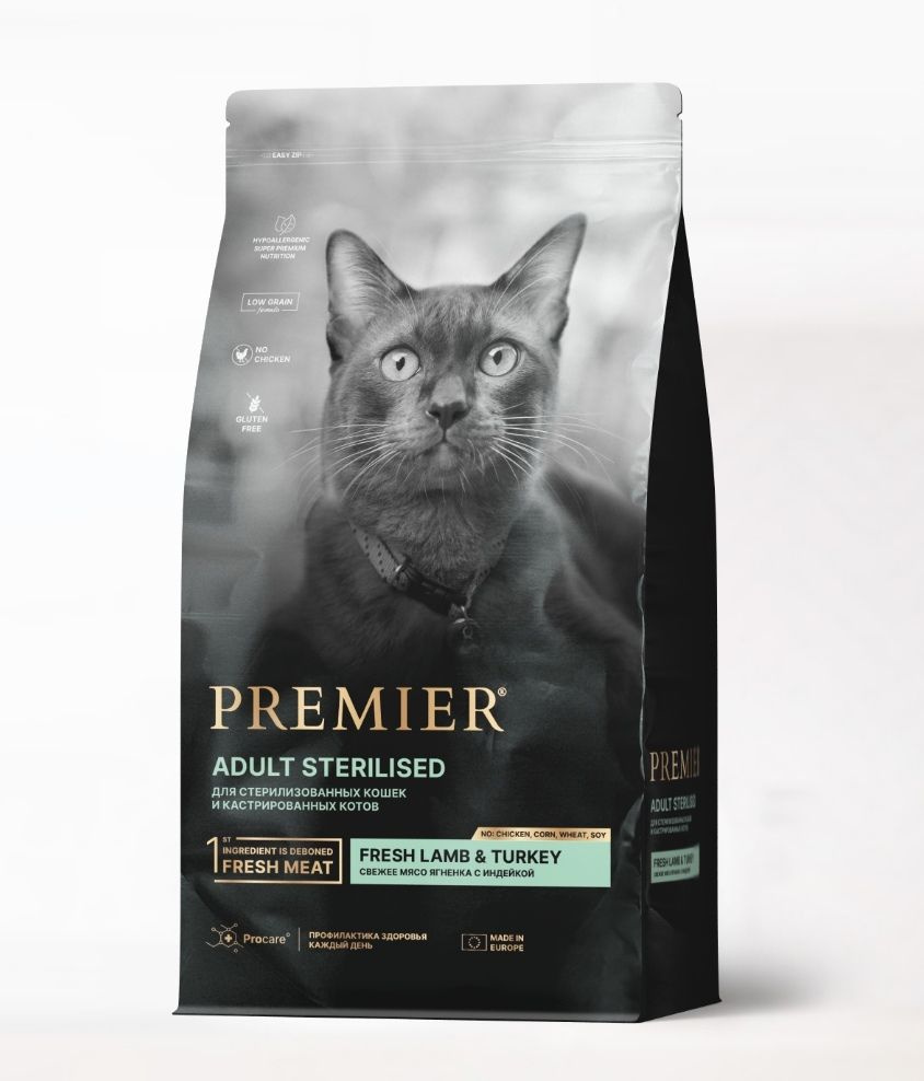 Сухой корм премьер Premier Cat Lamb&Turkey STERILISED свежее мясо ...