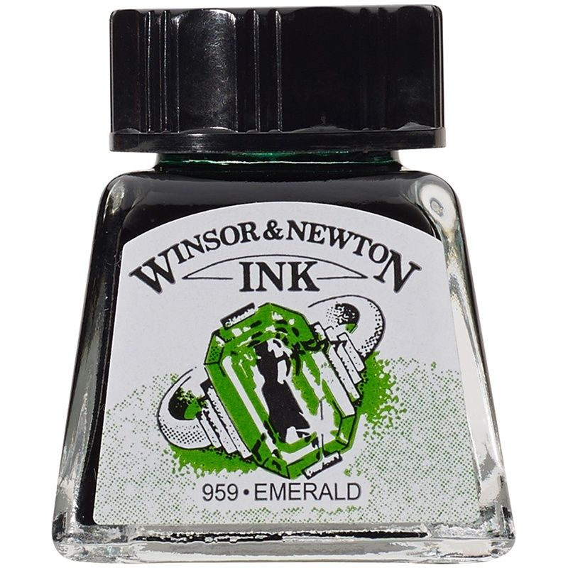 Тушь для рисования Winsor&Newton изумрудный, стеклянный флакон, 14 мл (1005235)  #1