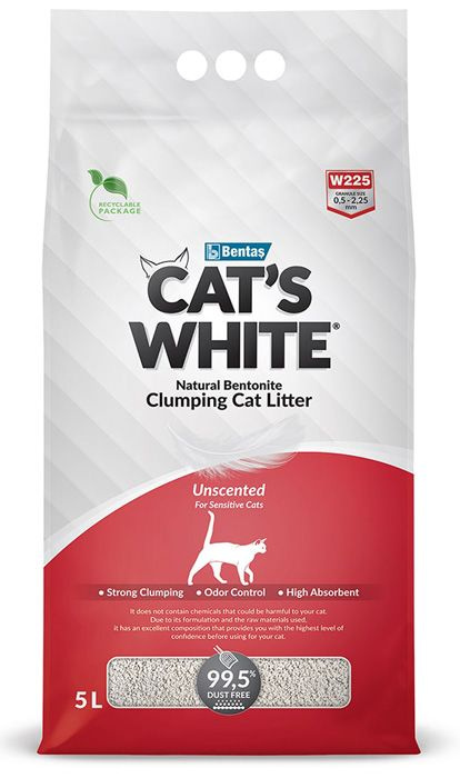 Наполнитель для кошачьего туалета бентонитовый натуральный без ароматизатора Cats White Natural, 4,25 #1