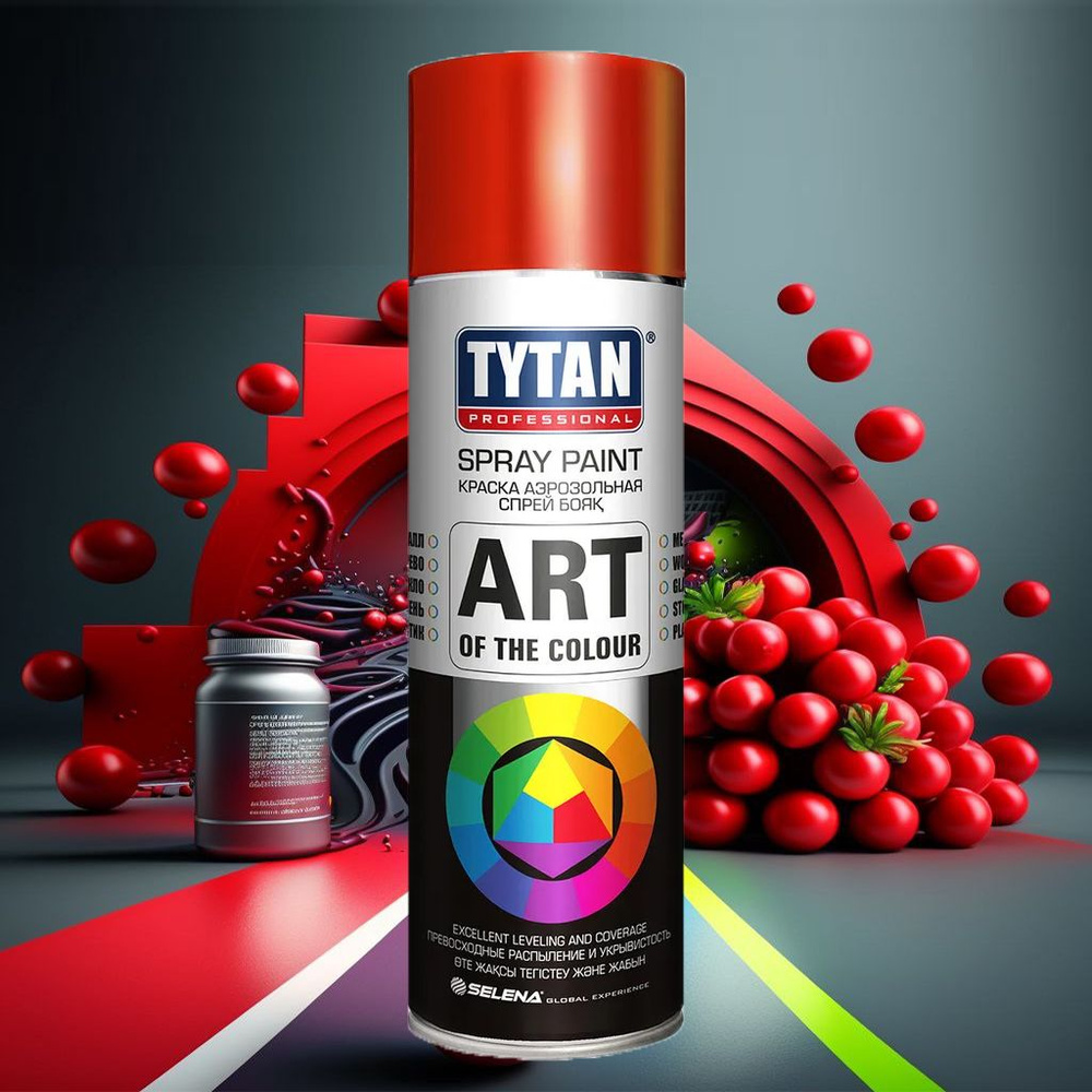 Аэрозольная краска в баллончике TYTAN Professional, красная RAL 3020, акриловая, глянцевая, быстросохнущая #1