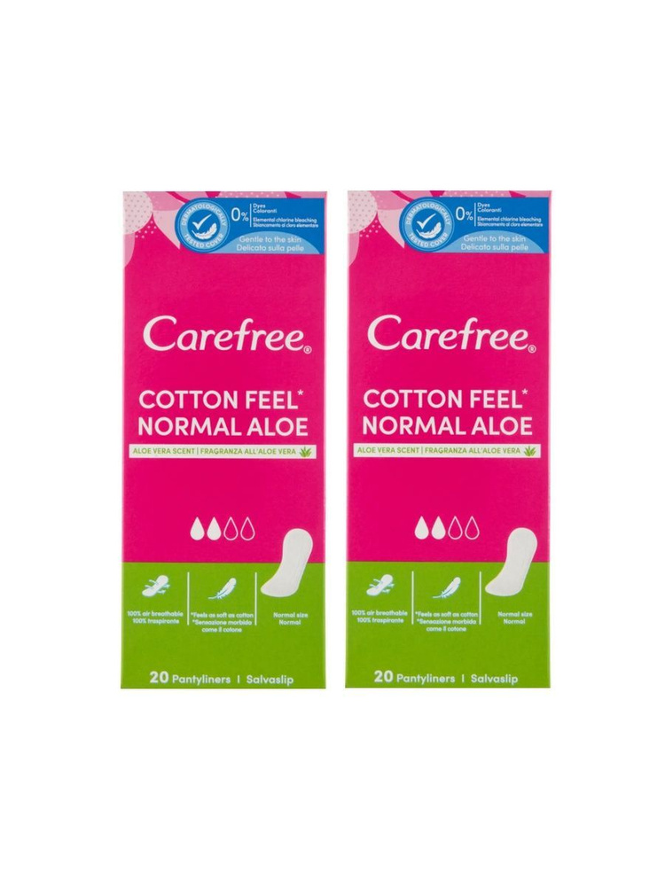 Прокладки Carefree Cotton Feel Aloe, ежедневные, набор из ДВУХ пачек по 20 шт.  #1