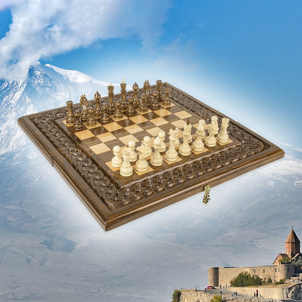 Шахматы и нарды деревянные 50 х 25 см бук Армения #1