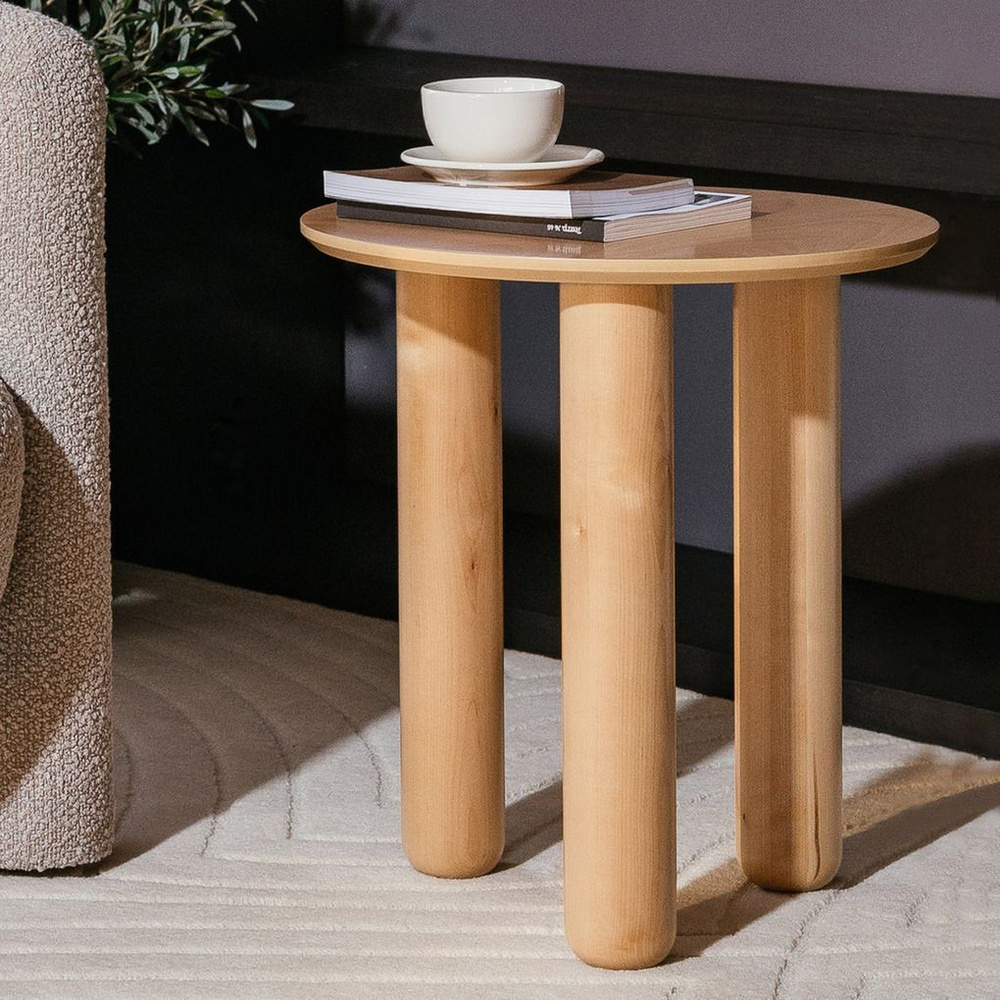 Столик кофейный круглый PECOLA D 500 круглый деревянный нераздвижной на 3 ножках кофейный придиванный #1
