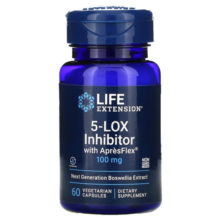 Life Extension, 5-Lox Inhibitor, Экстракт босвелии ApresFlex, 100 мг, 60 капсул  #1