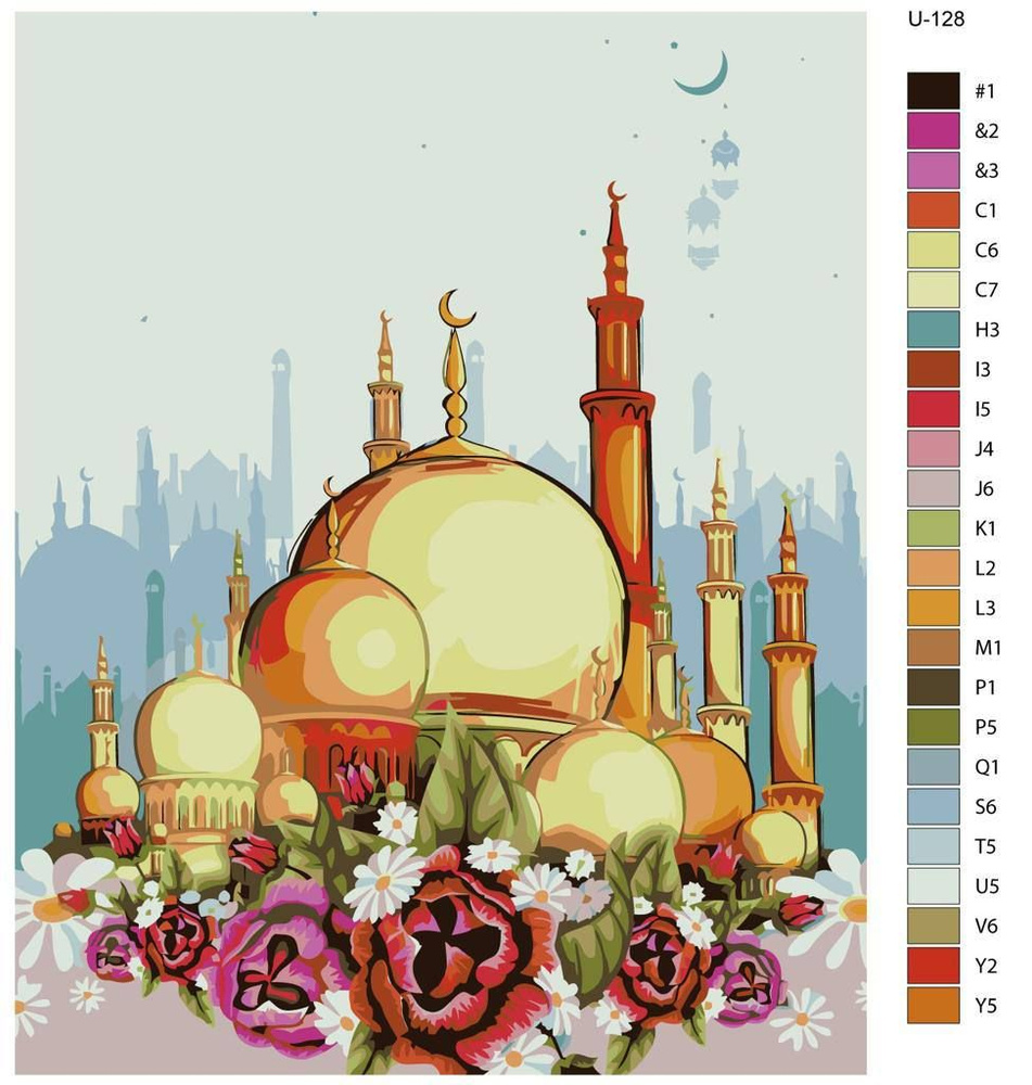 Картина по номерам U-128 "Рамадан, мечети, мусульманская община. Восточная красота - Мечеть шейха Зайда #1