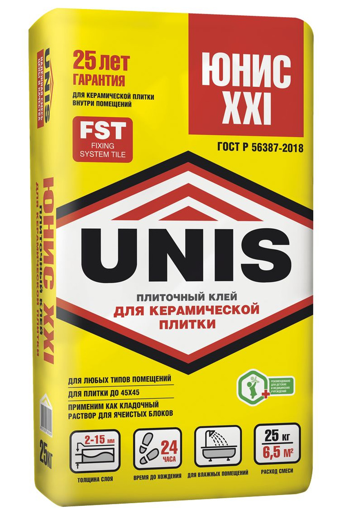 Клей для плитки UNIS XXI (С0), 25кг #1