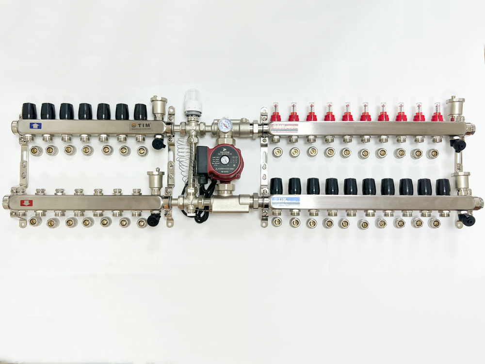 Комплект для подключения тёплого водяного пола на 10 выходов и радиаторов отопления 7 шт  #1