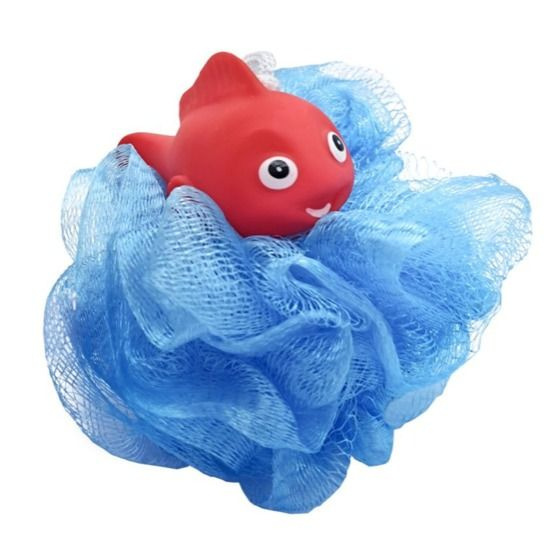 Мочалка-шар для тела полипропиленовая детская "Baby Boom - Рыбка", цвет голубой, 20гр, диаметр11см  #1