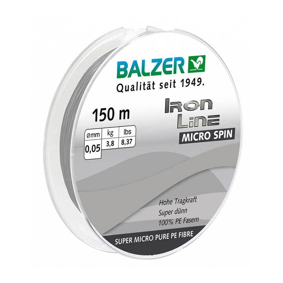 Плетеный шнур для рыбалки BALZER 0,05 Iron Line PE Micro Spin 3x 150м 0.05мм 3.8кг Grey  #1