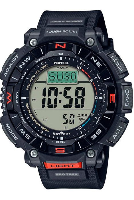 Мужские наручные часы на солнечной батарее Casio Pro Trek PRG-340-1 с термометром, барометром, высотомером #1