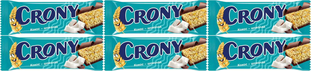 Батончик-мюсли Crony кокос-шоколад, комплект: 6 упаковок по 50 г  #1