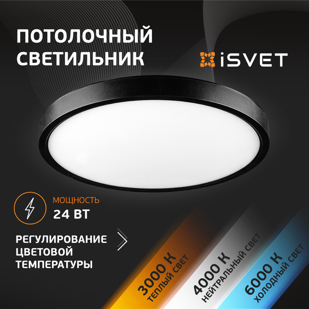 Светильник настенный потолочный светодиодный 24Вт, круглый накладной, управляемый  #1