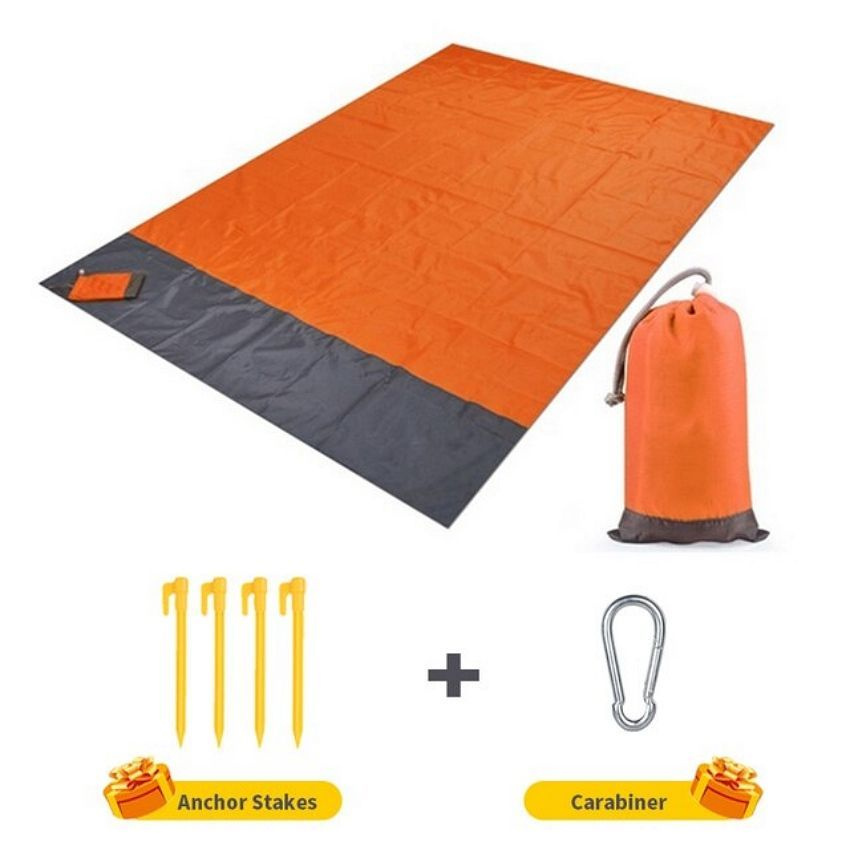 Пляжный коврик водонепроницаемый, легкий, складной коврик для пикника 140*200 см, оранжевый  #1