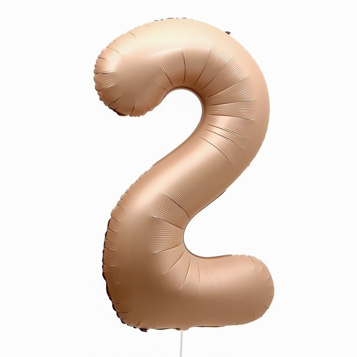 Воздушный шар фольгированный 40" "Цифра 2", цвет "Карамель", 2 штуки  #1
