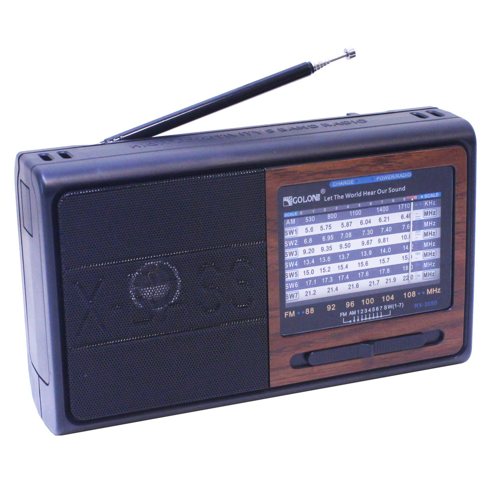 Аналоговый радиоприемник с универсальным питанием и хорошим звуком GOLONE RX-3050 Brown  #1
