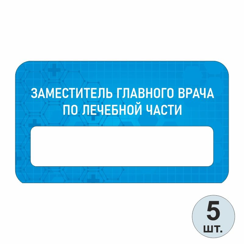 Бейдж медицинский "Заместитель Главного Врача По Лечебной Части" 70х40 мм 5 шт бейджик на магните для #1