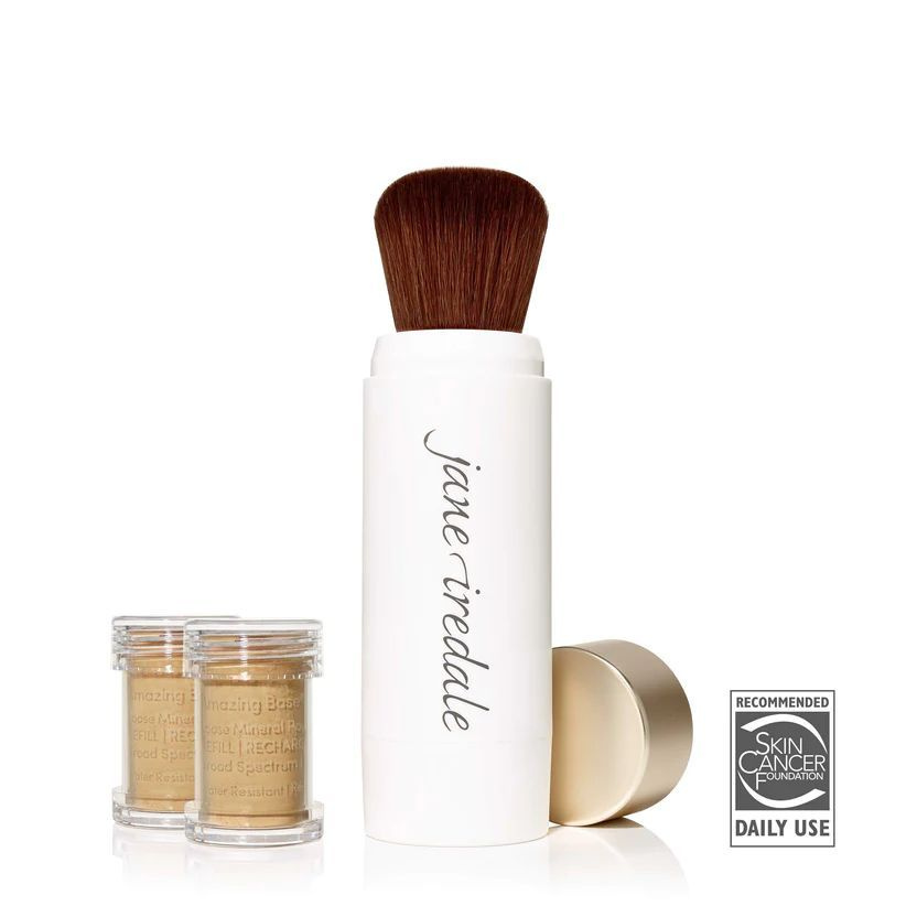 JANE IREDALE Солнцезащитная пудра Amazing Base с кистью-контейнером. Средство 4 средства в 1: тон, пудра, #1