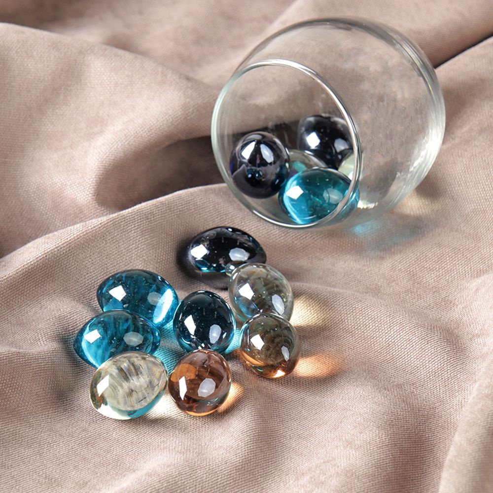 Декоративные стеклянные камни 250г "Яйцо" для аквариума, украшения цветочного горшка  #1