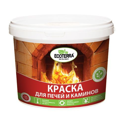 Краска для печей ECOTERRA, красно-коричневая, 1кг #1