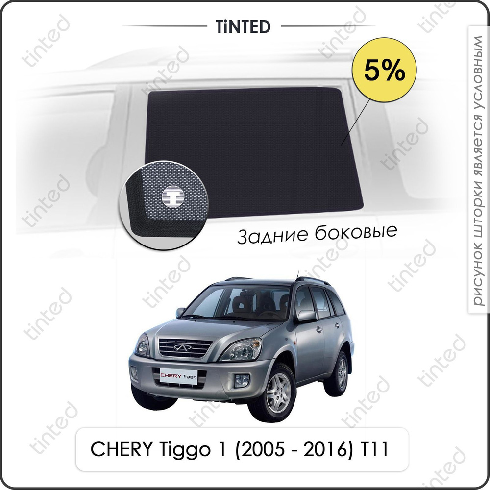 Шторки на автомобиль солнцезащитные CHERY Tiggo 1 Кроссовер 5дв. (2005 - 2016) T11 на задние двери 5%, #1