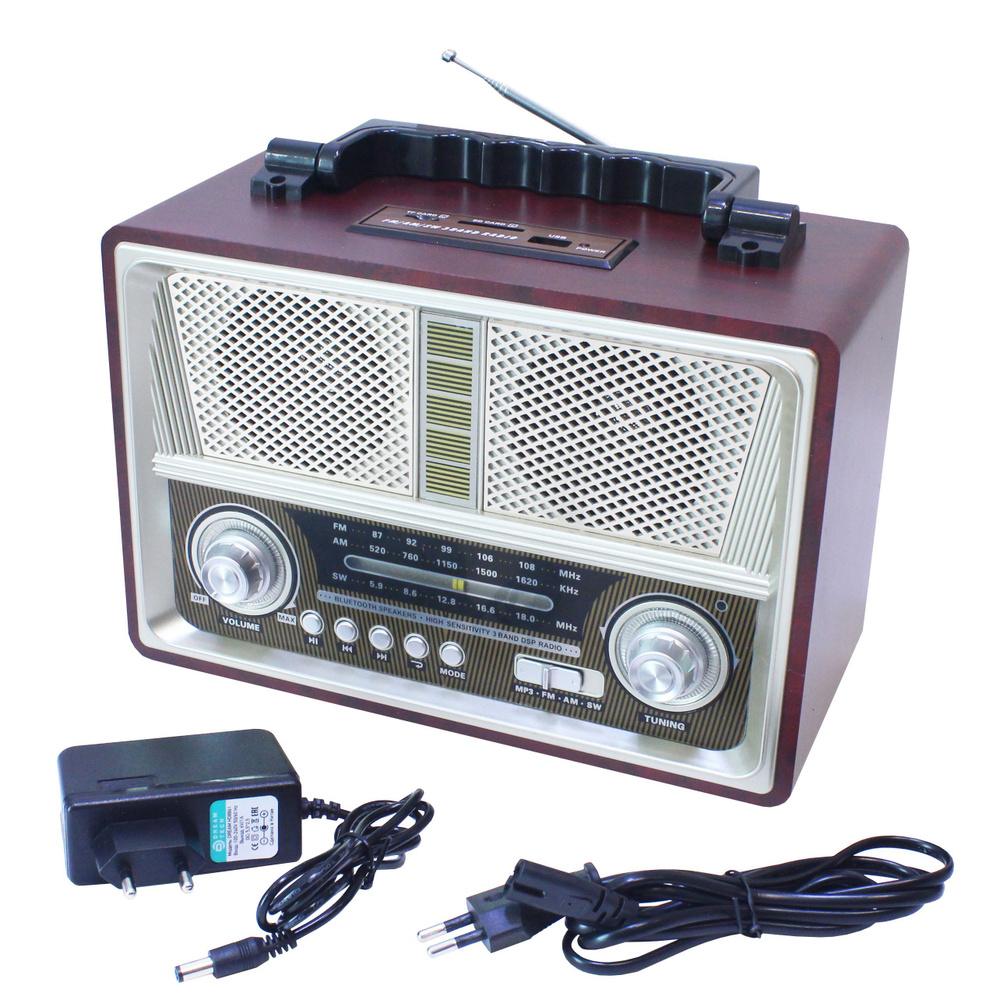 Bluetooth радиоприемник в стиле "Ретро" Kemai MD-1802BT Светлый (с блоком питания DC 6V 1А в комплекте) #1