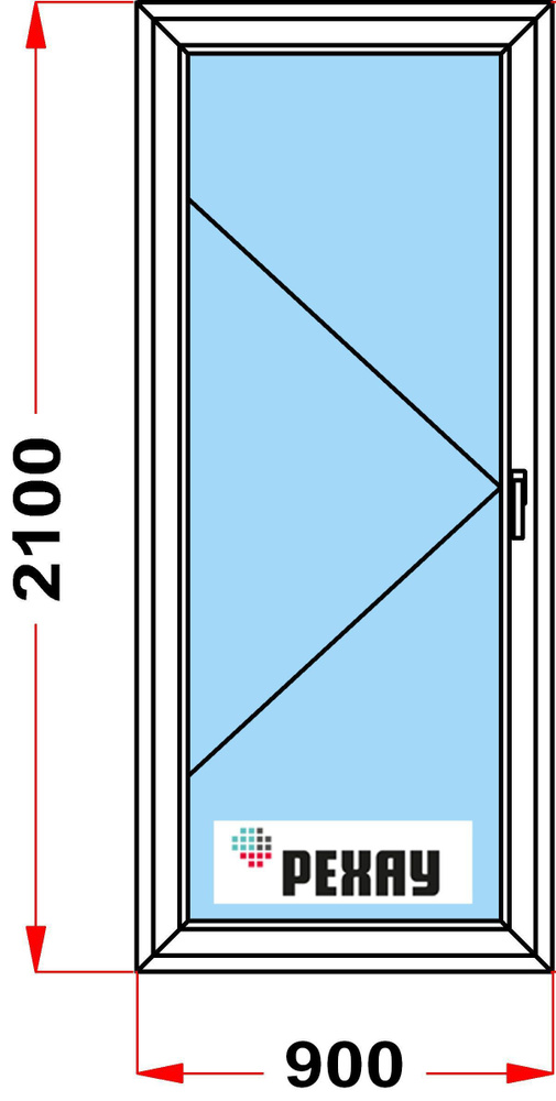 Балконная дверь, профиль РЕХАУ BLITZ (2100 x 900), с поворотной створкой, стеклопакет из 3х стекол, левое #1