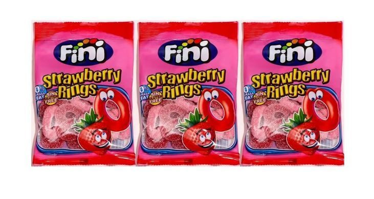 Мармелад жевательный Fini Strawberry Rings / Фини Клубничные кольца, 3 шт * 90 гр, Испания  #1