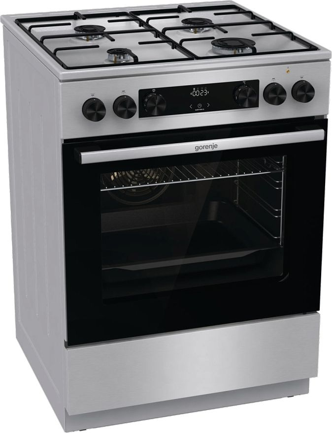 Плита комбинированная Gorenje GKS6C70XJ, 4 конфорки, 7.8 кВт, электроподжиг, духовка 71 л, одиннадцать #1