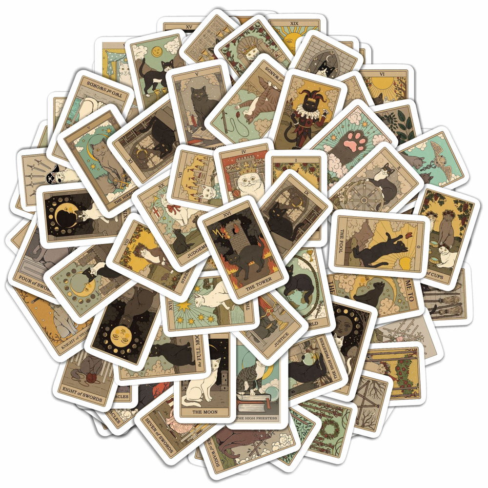 Набор наклеек "Карты Таро 1". Виниловые самоклеящиеся стикеры 9 листов А6 на телефон, велосипед, ноутбук, #1