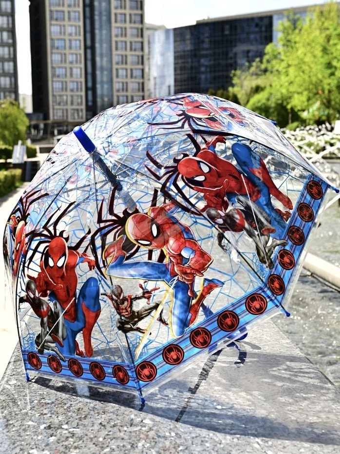Зонтик трость детский для мальчика полуавтомат Человек-паук  #1