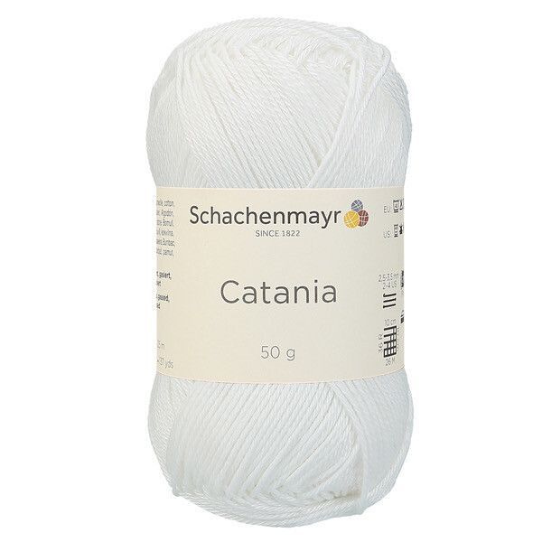 Хлопковая мерсеризованная пряжа для вязания Catania Schachenmayr (100% хлопок, 50г/125м), 2 мотка, цвет #1