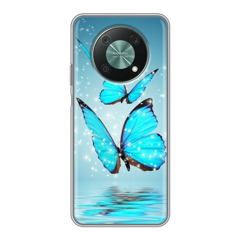 Дизайнерский силиконовый чехол для Huawei Nova Y90 Бабочки голубые  #1