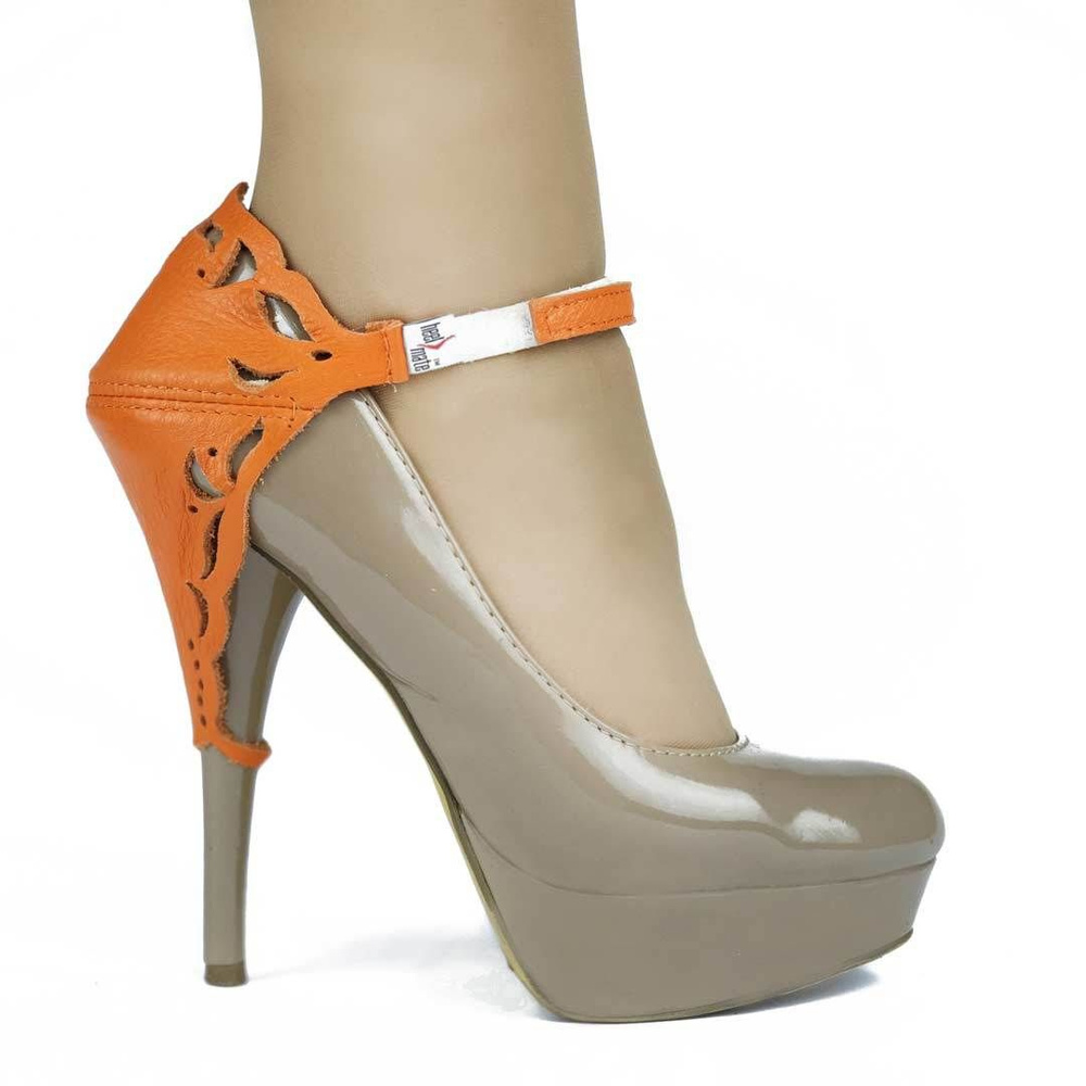 Автопятка для женской обуви на каблуке Heel Mate оранжевая с узорами  #1