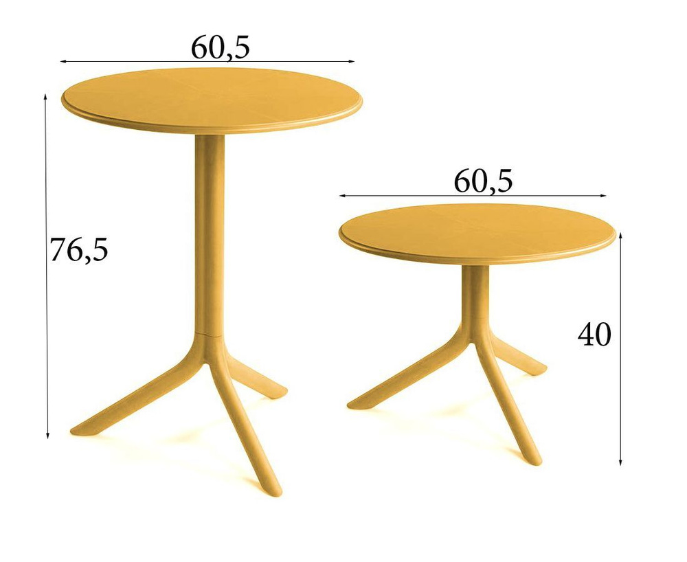 Стол обеденный трансформер NARDI Spritz + Spritz Mini, цвет горчичный, 60 см  #1