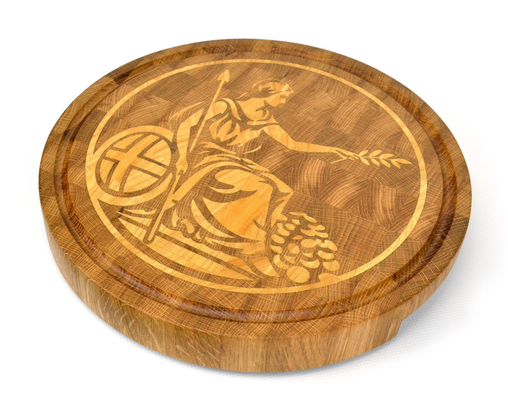 Разделочная доска торцевая "Богиня", дуб/кото, 29 см, Wooden Plate / Доска для подачи / Подарок на 8 #1