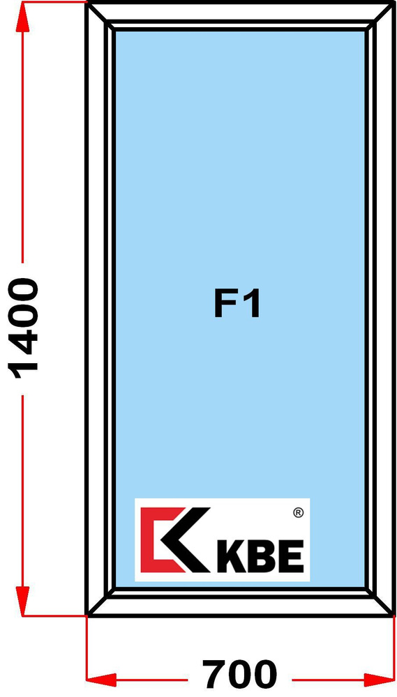Окно пластиковое KBE 58 мм (1400 x 700), не открывающееся, стеклопакет из 2х стекол  #1