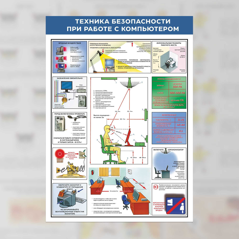 Стенд информационный "Компьютер и безопасность", 840х600 мм.  #1