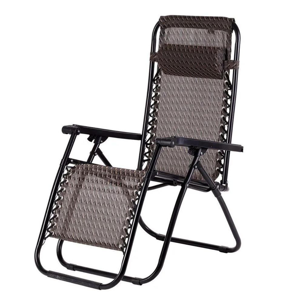 Шезлонг туристический/ Кресло садовое / стул раскладной для дачи, коричневый  #1