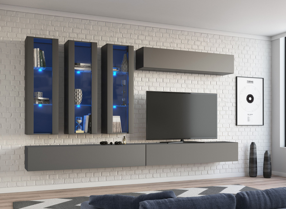 Мебель в гостинную, гостиная Point Серый графит, 320х160х40 см. (ШхВхГ)  #1