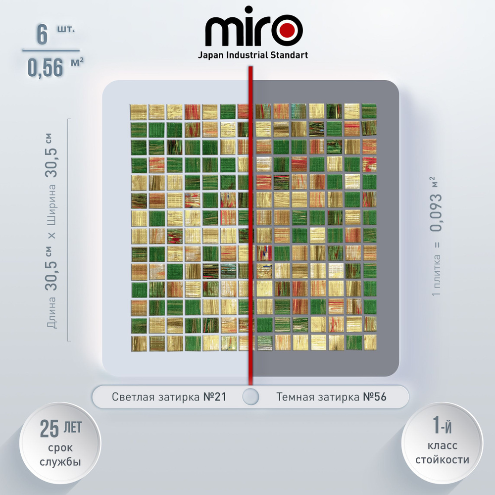 Плитка мозаика для кухни MIRO (серия Aurum №1) на фартук моющаяся высокопрочная долговечная, размер плитки #1