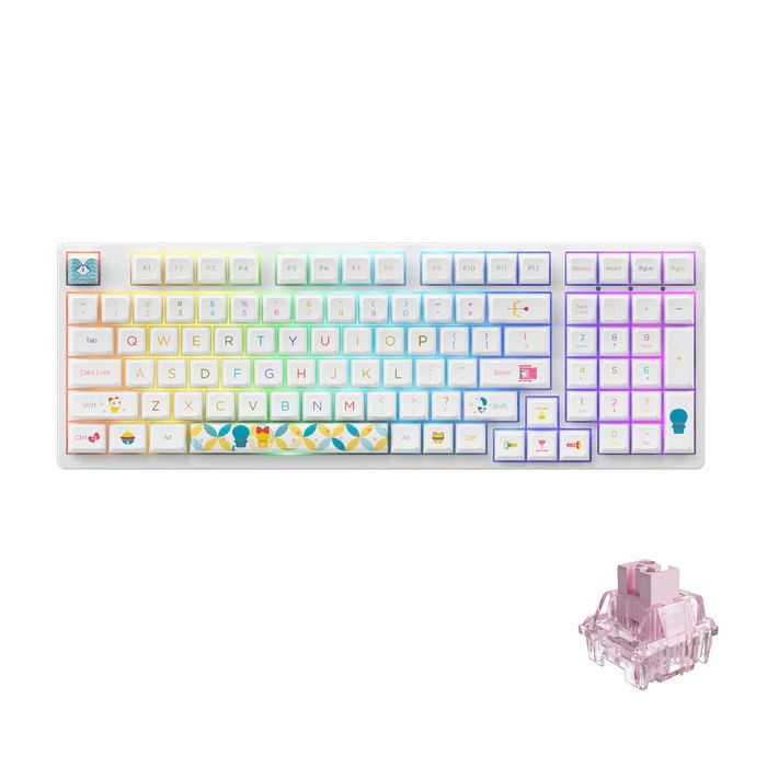 Игровая клавиатура AKKO 3098B Doraemon Rainbow 3 Modes RGB Hot Swap Akko CS Jelly Pink Switch,OSA profile #1