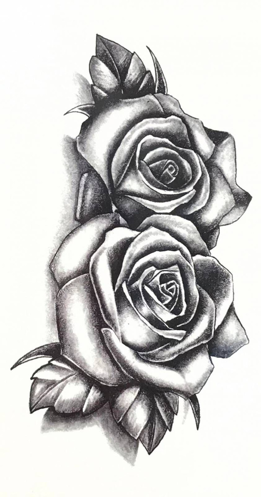 Тату переводное - Розы, 11.3х21 см, цвет черный, 1 шт #1