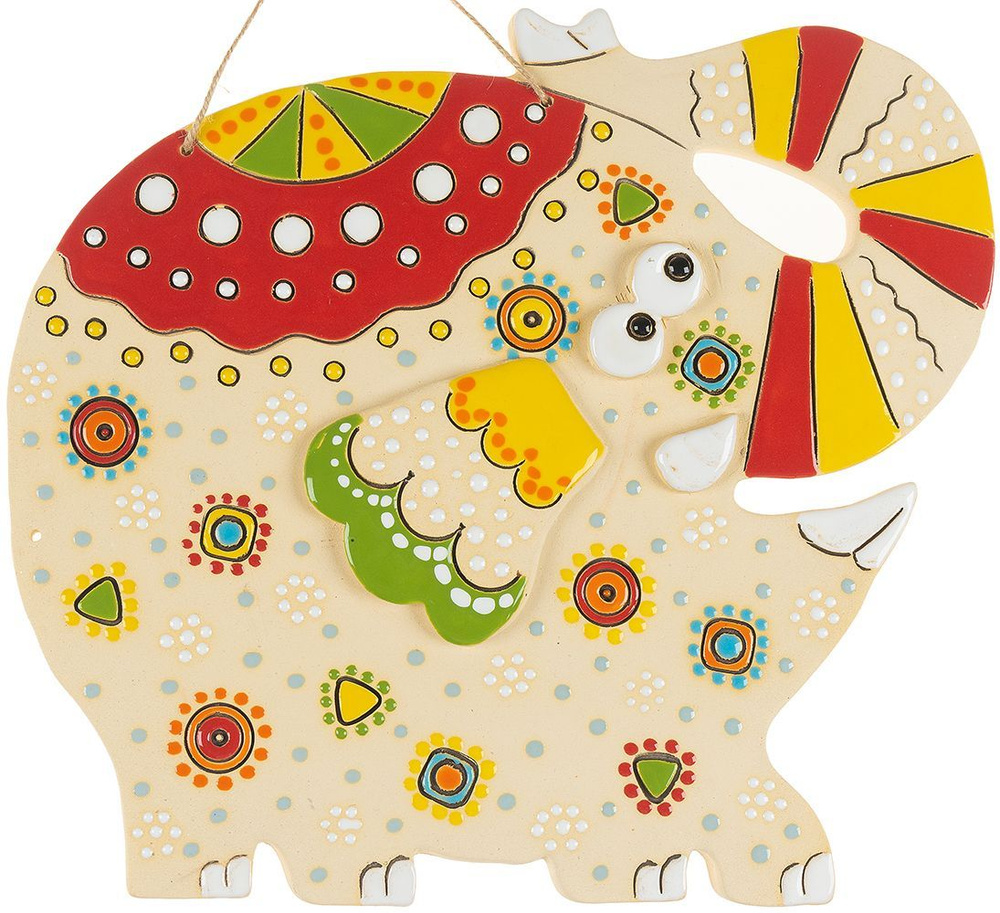 Панно Слон керамическое декоративное авторской ручной работы  #1
