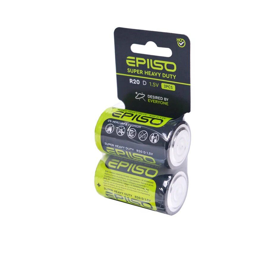Epilso солевая батарейка большая R20/D 2pcs SHRINK CARD EPB-R20-2SC #1
