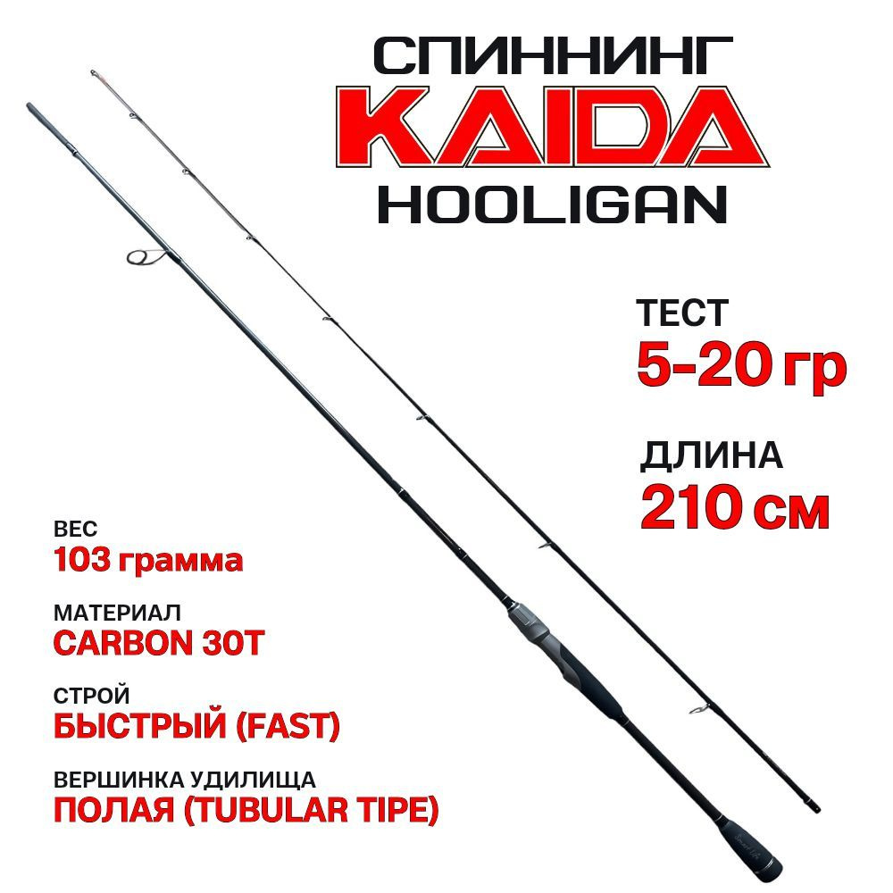 Спиннинг Kaida Hooligan 210 см тест 5-20 грамм спиннинг для троллинга, джига, твичинга кайда хулиган #1